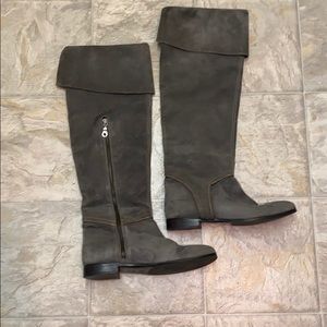 Grey over the knee boots